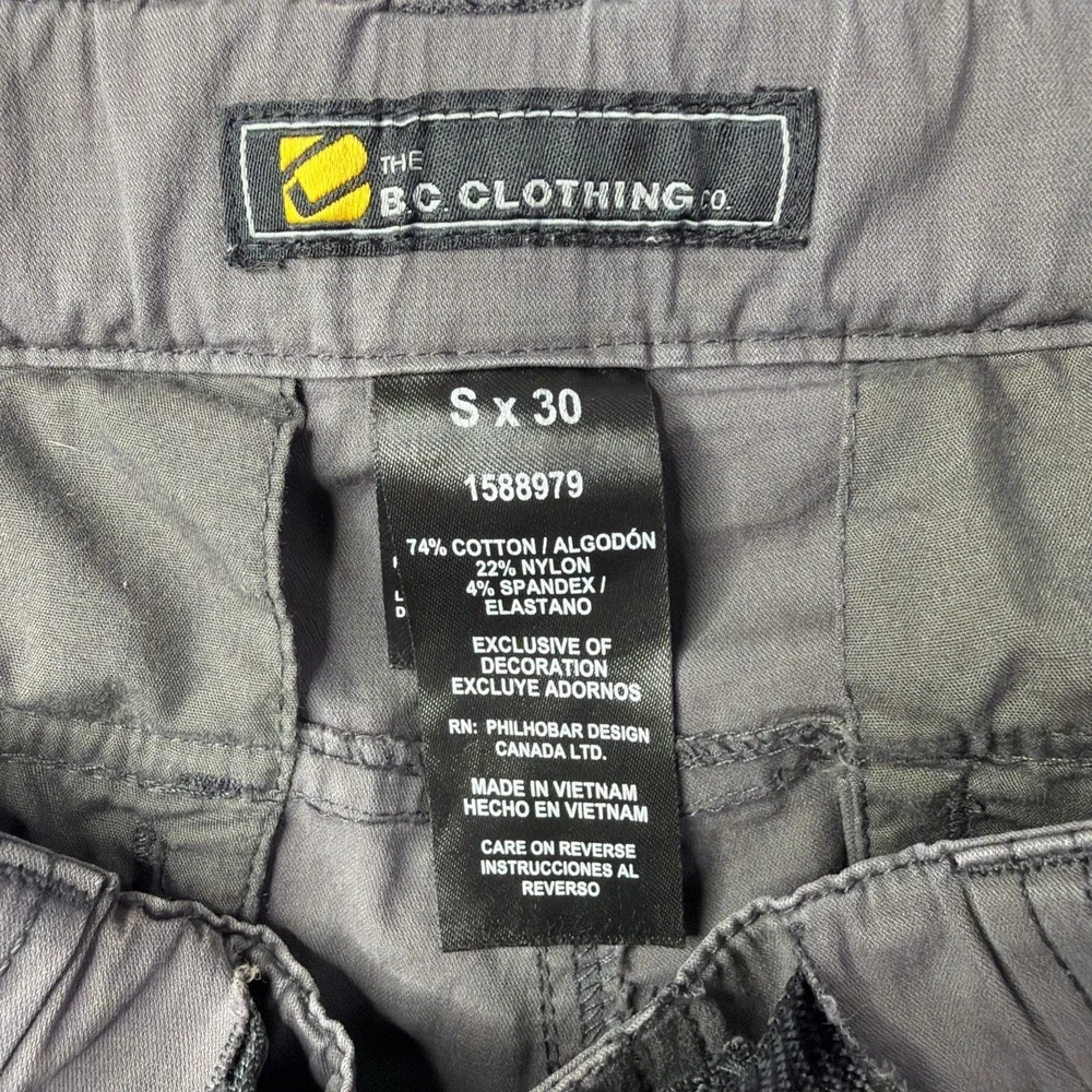 BC Clothing Convertible Mens Gray Cargo Small X30 (30x27) Grey